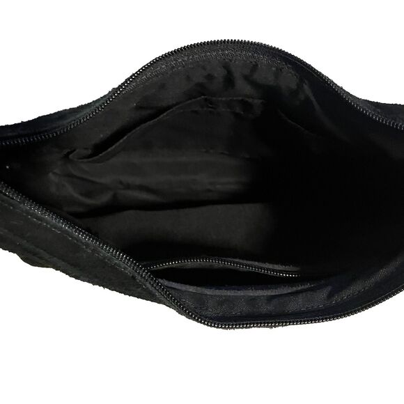 Minnetonka Suede Leather Fringed Purse Black 14"x10" - Picture 4 of 6